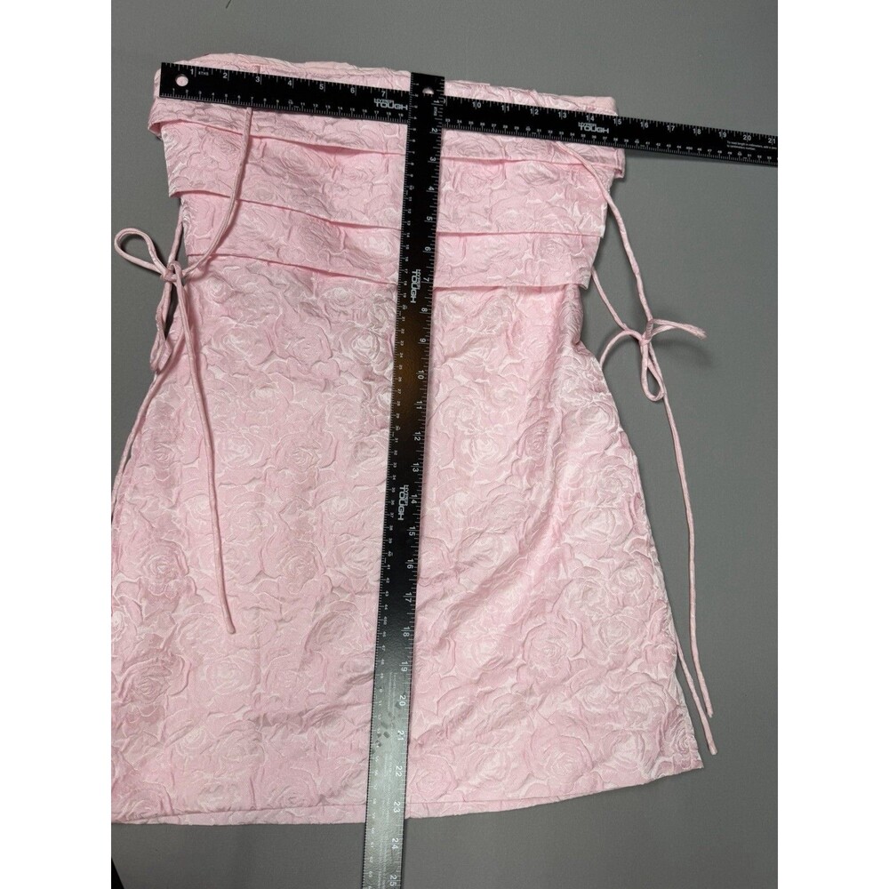 Hello Molly Pink Floral Textured Mini Dress XS Rose Jacquard Strappy - Picture 7 of 7